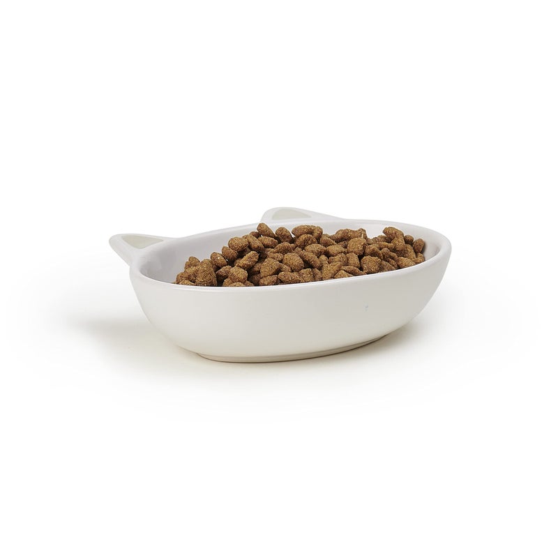 PetRageous 10012 Oval Frisky Kitty Stoneware Cat Bowl 5.5-Inch Wide and 1.5-Inch Tall Saucer with 5.3-Ounce Capacity and Dishwasher-Safe for Small Cats or Large Cats, White - Image 5